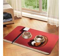 Squirrels Under The Red City Wall Pet Feeding Mat Dog Cat Eating Food Absorbent Leather Tablecloth for and Water Bowl Waterproof No Stains Quick Dry Non-Slip 23.62 * 15.75IN