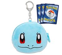 Squirtle Coin Purse Set - Bundle with 4" Pokemon Mini Pouch with Keychain Plus Pokemon Cards | Squirtle Coin Wallet for Women