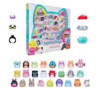 Squish-a-longs 25-Pack - Series 3 - (25) 1" Mini-Squish, 5 Accessories, 1 Rin...