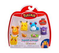 Squish-a-longs SQAL0068 4-Pack - Pikachu, Gengar, Marill, Teddiursa - 2 Accessories Included