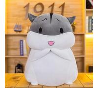 Squish Buddies Hamster Plushie 30cm - Adorable Brown Hamster with Happy Face, Soft Stuffed Animal, Cuddly Plush Toy for Kids and Girls (Grey Happy Face)