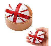 Squish-y Stress Ball National Flag Dumpling Squeeze Toys, Colorful Dumpling Stress Balls with Steamer Box, Cute Bun Fidget Toy, Soft Squeeze Dough for Soccer Fans
