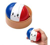 Squish-y Stress Ball National Flag Dumpling Squeeze Toys, Colorful Dumpling Stress Balls with Steamer Box, Cute Bun Fidget Toy, Soft Squeeze Dough for Soccer Fans