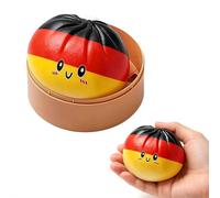 Squish-y Stress Ball National Flag Dumpling Squeeze Toys, Colorful Dumpling Stress Balls with Steamer Box, Cute Bun Fidget Toy, Soft Squeeze Dough for Soccer Fans