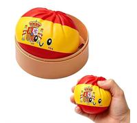Squish-y Stress Ball National Flag Dumpling Squeeze Toys, Colorful Dumpling Stress Balls with Steamer Box, Cute Bun Fidget Toy, Soft Squeeze Dough for Soccer Fans