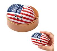 Squish-y Stress Ball National Flag Dumpling Squeeze Toys, Colorful Dumpling Stress Balls with Steamer Box, Cute Bun Fidget Toy, Soft Squeeze Dough for Soccer Fans