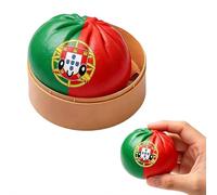 Squish-y Stress Ball National Flag Dumpling Squeeze Toys, Colorful Dumpling Stress Balls with Steamer Box, Cute Bun Fidget Toy, Soft Squeeze Dough for Soccer Fans