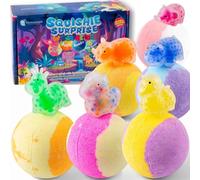 Squishie Surprise Bath Bomb Gift Set, 6 Extra Large Kids Bath Bombs with Surprise Squishy Toy Inside, Fruity Scents, Natural Ingredients, Gift Box, Boys and Girls Age 3 to 8, Birthday Gift
