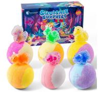 Squishie Surprise Bath Bombs for Kids, 6 Pack - Large 120g Hidden Waterbead Animal Bath Bombs with Toys Inside, Fruity Scents, Shea & Cocoa Butter, Birthday & Christmas, Gift Set for Boys and Girls 3+