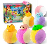 Squishie Surprise Gift Set, 6 Extra Large Kids Bath Bombs with Squishy Animal Toy Inside, Fruit Scent & Natural Ingredients, Includes Premium Gift Box, Boys & Girls Ages 3-8, Christmas & Birthday Gift