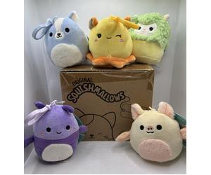 Squishmallow 3.5" Bag Clip On Plush Soft Toy Axel Meghan Sol Bijan 5 Gift Set UK