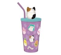Squishmallow 3D Soda Cup with Straw & Lid - 600ml Cute Cam Cat Design | Durable BPA-Free Plastic Drinkware for Kids & Collectors | Fun Squishmallows Cup for Juice, Soda & Smoothies