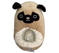 Squishmallow KellyToy Kids Plush Slippers, prince pug size 11 12, One Size Big Kid