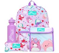 Squishmallows School Bag 4 Piece Set | Kids Backpack and Lunch Bag Set with Pencil Case and Water Bottle | Children's Backpacks | Official Merchandise (NDSM85636)