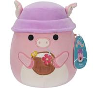 Squishmallows 19CM Plush - Peter The Pink Pig with Tropical Drink Bucket Hat