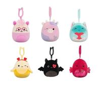 Squishmallows 2025 Valentine Squad 3.5" Mini Plush Doll Clip Keychain (Set of 6), Multicolor