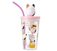 Squishmallows 3D Soda Cup with Straw & Lid - 600ml Cute Cam Cat Design | Durable BPA-Free Plastic Drinkware for Kids & Collectors | Fun Squishmallows Cup for Juice, Soda & Smoothies