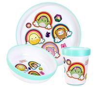Squishmallows 3pcs Reusable Bicolor Premium Kids Dinner Tableware Set Plate, Bowl & Tumbler, BPA Free