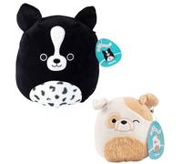 Squishmallows 5" Bull Dog & 10" Border Collie 2-Squish Puppy Dog Value Pack - Get Two Official Jazwares Plush for Less - Collectible Soft Squishy Stuffed Animal Toy Easter Gift for Kids, Girls & Boys