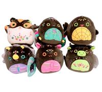 Squishmallows 5 inch Halloween Day of The Dead set of 6 plush - Frieda The Scorpion, Dalia The Pink Bat, Catrina The Highland Cow, Tetero The Tricerotops, Oceana The Shark, Elvio The Possum - KellyToy