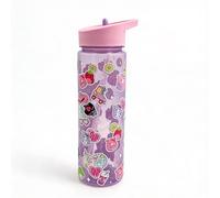 Squishmallows 600ml Leak Proof Water Bottle with Flip Straw Lid, BPA Free Kids Drinks Bottle with Carry Loop, Removable Straw Cute Pastel Squishmallows Style Bottle for School Travel Sports