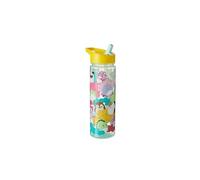 Squishmallows 750ml Kids Water Bottle with Flip Spout & Straw - Leak Proof BPA Free Reusable Drinks Bottle with Carry Loop - Cute Pastel Animal School Bottle, Green