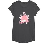 Squishmallows Archie Axolotl Star T-Shirt, Girls, Dark Heather Grey, Medium