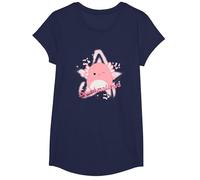 Squishmallows Archie Axolotl Star T-Shirt, Girls, Navy Blue, Large