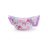 Squishmallows Girls Purple Body Bag | Adjustable Shoulder Strap Zip-up Carrying Bag | Various Squishmallows Character All Over Print | Cartoon Theme Personal Items Storage