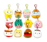 Squishmallows Bulk Keychain Set - 12 Pc Bundle with 3.5" Keychain Plushies Food Squad & Snack Squad Bag Clip for Backpack, Purse, More