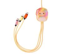 Squishmallows Cam The Cat 3-In-1 Charging Cable For iPhone, Samsung, Huawei, Sony and LG Phones. Includes A Micro-USB, A USB-C And A Lightning Connector Cable. (Leonard The Lion)