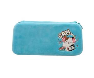 Squishmallows Cam The Cat Plush Carrying Case with Built-in Screen Protector, Accessory Storage Compartment and A Stand. Compatible with Nintendo Switch 1, 2, Lite and OLED.