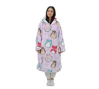 Squishmallows Character World Hugzee Oversized Wearable Hooded Fleece | Super Warm and Cosy Sherpa Lined, Design | Perfect For Teens, Women and Men, One Size Suggested Height 110cm+