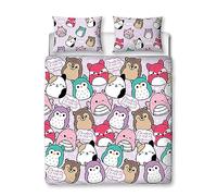 Squishmallows Character World Official Double Duvet Cover Set, Bright Design | Reversible 2 Sided Squish Squad Bedding Cover Official Merchandise Including Matching Pillow Cases