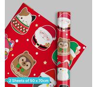 Squishmallows Christmas 2 Sheets & 2 Tags Gift Wrap