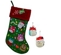 Squishmallows Christmas Ornament 2-Pack and Stocking Set - Owl & Kitty Tree Ornaments with Stocking - Great for Kids