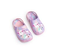 Squishmallows Girls Pink Multi-Character Clogs | Ventilation Holes & Back Heel Strap | Marble Iridescent Finish with Embellished Graphics Merch - 2 UK Child