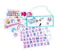 Fizz Creations Hanging Room Sign Squishmallows Customisable 25 x 10 cm 128 Reusable Stickers Blue