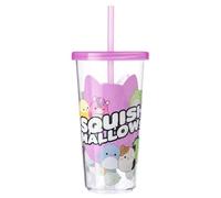 Squishmallows Doodle Soda Cup and Sticker Set - 600 ml Reusable Tumbler with Removable Straw | Official Squishmallows Design | BPA-Free Plastic Drinkware for Kids