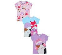 Squishmallows Girls 3 Pack Kids T-Shirts Childrens Multipack Tshirt (7-8 Years) Multicoloured