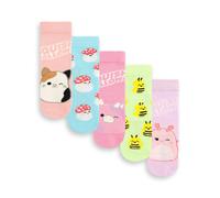 Squishmallows Girls Multicoloured Multi Character Calf Socks Set of 5 - 4-6.5 UK Child