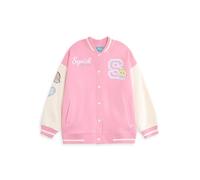 Squishmallows Girls Pink Varsity Bomber Jacket | Long Sleeve Outerwear Character Graphics | Casual Streetwear Fashion | Squish Merch - 11-12 Years