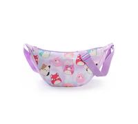 Squishmallows Girls Purple Body Bag | Adjustable Shoulder Strap Zip-up Carrying Bag | Various Squishmallows Character All Over Print | Cartoon Theme Personal Items Storage