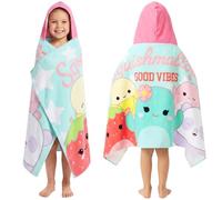 Squishmallows Hooded Towels for Girls, 100% Cotton Bath & Beach Towel Ponchos, Soft & Absorbent Kids Shower Swimming Wrap & Changing Robe, Pool, Travel & Holiday Essentials (Multi Squishmallows)