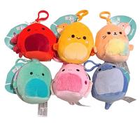 Squishmallows Kellytoy 3.5" Assorted Squad Clip On Keychain Mini Plush Doll (Set 6 Deep Sea Animals Squad)