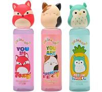 Squishmallows Kids Bubble Bath 3-Pack - 300ml Each - Foxy Fruity, Cam Purrfect, Winston Feelin’ Mallow - Fun Collectible Character Bottles with Squishy Tops