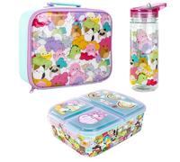 Squishmallows Kids Childrens Lunch Box Set - Insulated Lunch Bag, Multicompartment Lunch Box & 580ml Water Bottle - School Travel Lunch Food Set, BPA Free