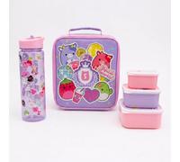 Squishmallows Kids Lunch Set 5 Piece - Insulated Lunch Bag, 600ml Leakproof Water Bottle & 3 Snack Boxes, Kawaii School Lunch Kit for Kids