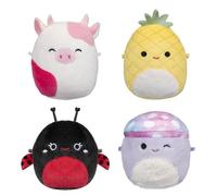 Micromallows Squishmallows Plush 4-Pack - Trudy Ladybug, Caedyn Cow, Maui Pineapple and Minya Mushroom