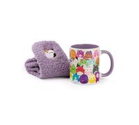 Squishmallows Womens Mug and Sock Set | Adults Cam the Cat Character Graphic Print Calf Socks and Ceramic Mug in Purple | Ladies Animal Print Hot Drinks Mug | Squishville Plush Toy Merchandise Gift